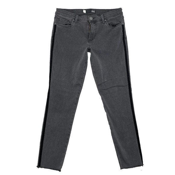 Kut Skinny Jeans Women's 10 Black Side‎ Stripe Indie Rock Skate Preppy Y2k Biker - Picture 1 of 13